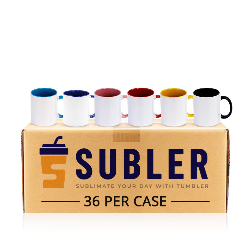 11 15oz Sublimation Blank Ceramic Coffee Mug with Solid Color Inside & Handle (36PCS)