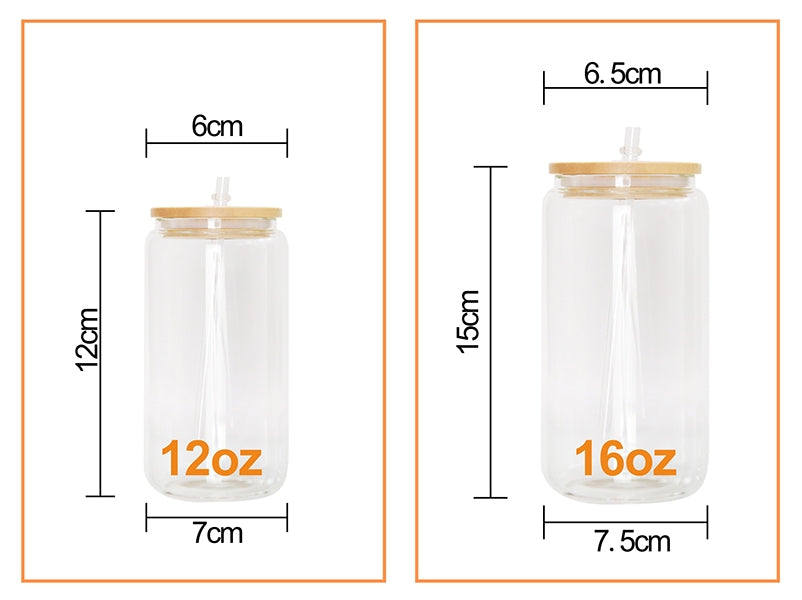 16/20oz Sublimation Glass Can Clear and Matte with Bamboo Lid – Wholesale 25PCS Pack