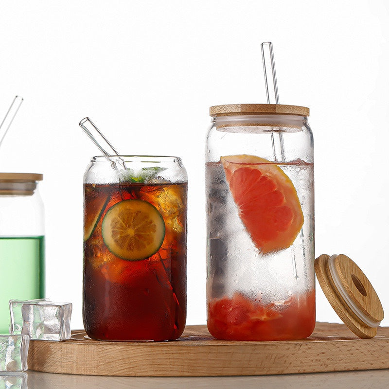 16/20oz Sublimation Glass Can Clear and Matte with Bamboo Lid – Wholesale 25PCS Pack