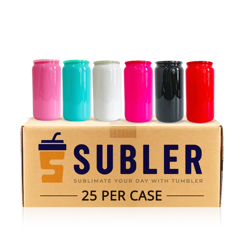 16oz Dark-Colored Sublimation Glass Can with Lid for Wholesale (25PCS)