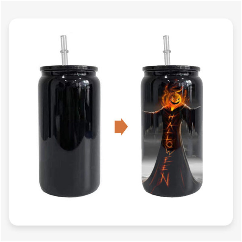 16oz Dark-Colored Sublimation Glass Can with Lid for Wholesale (25PCS)