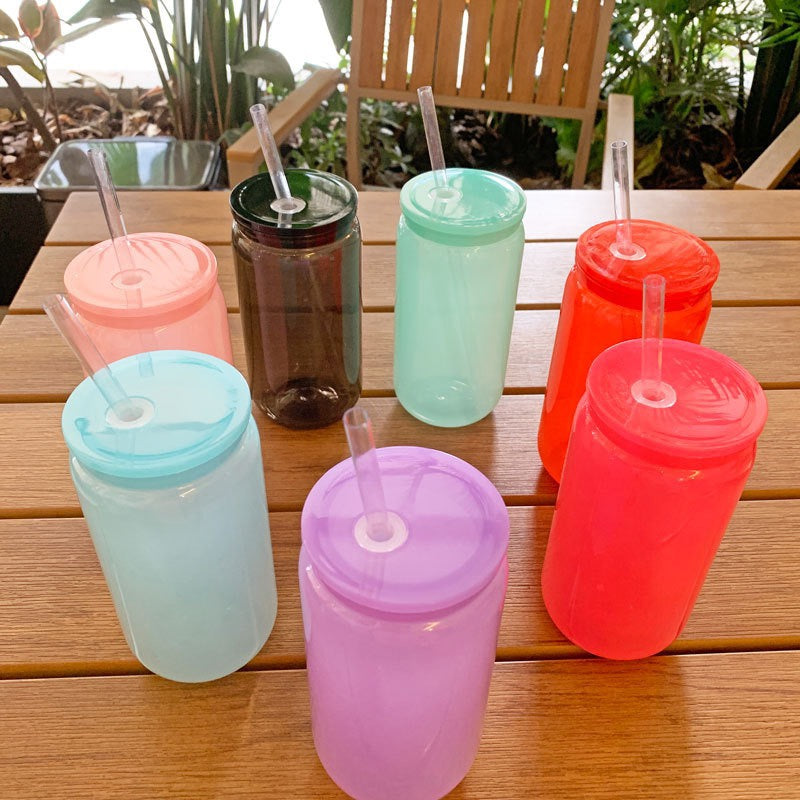 16oz Dark Colored Acrylic Plastic Soda Beer Can with PP Lids (50 Units)