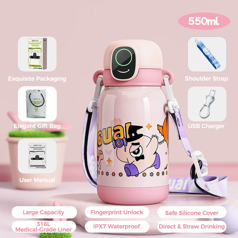 19oz SGUAI K6 Fingerprint Unlock Insulated Tumbler for Kids Smart Water Bottle