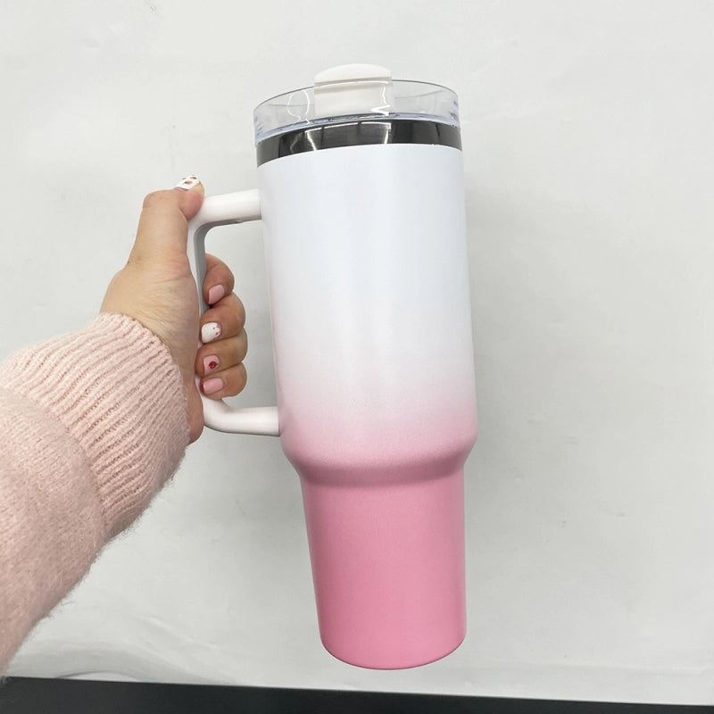 40oz Black Plated Ombre Power Coated Color Tumblers for Laser Engraving Double Wall Insulated Water Bottles with Handle and Straw (20pcs/case) USA Warehouse