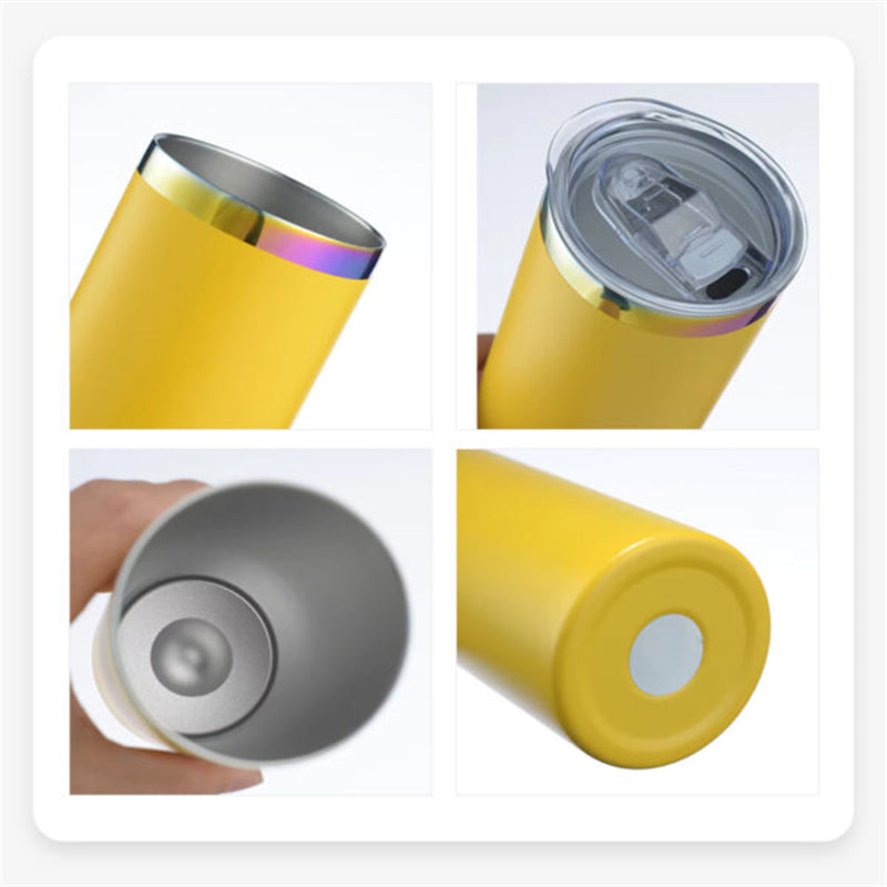 20oz Rainbow-Plated Skinny Tumblers with Powder Coating 5 Colors for Wholesale (25PCS)