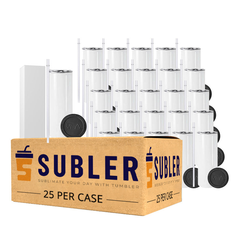 20oz Sublimation Skinny Tumblers Stainless Steel Double Wall 25 Pack