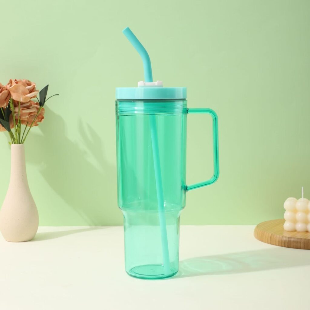 20pcs 40oz Acrylic Plastic Cups Travel Mug with Colored Lids & Handle