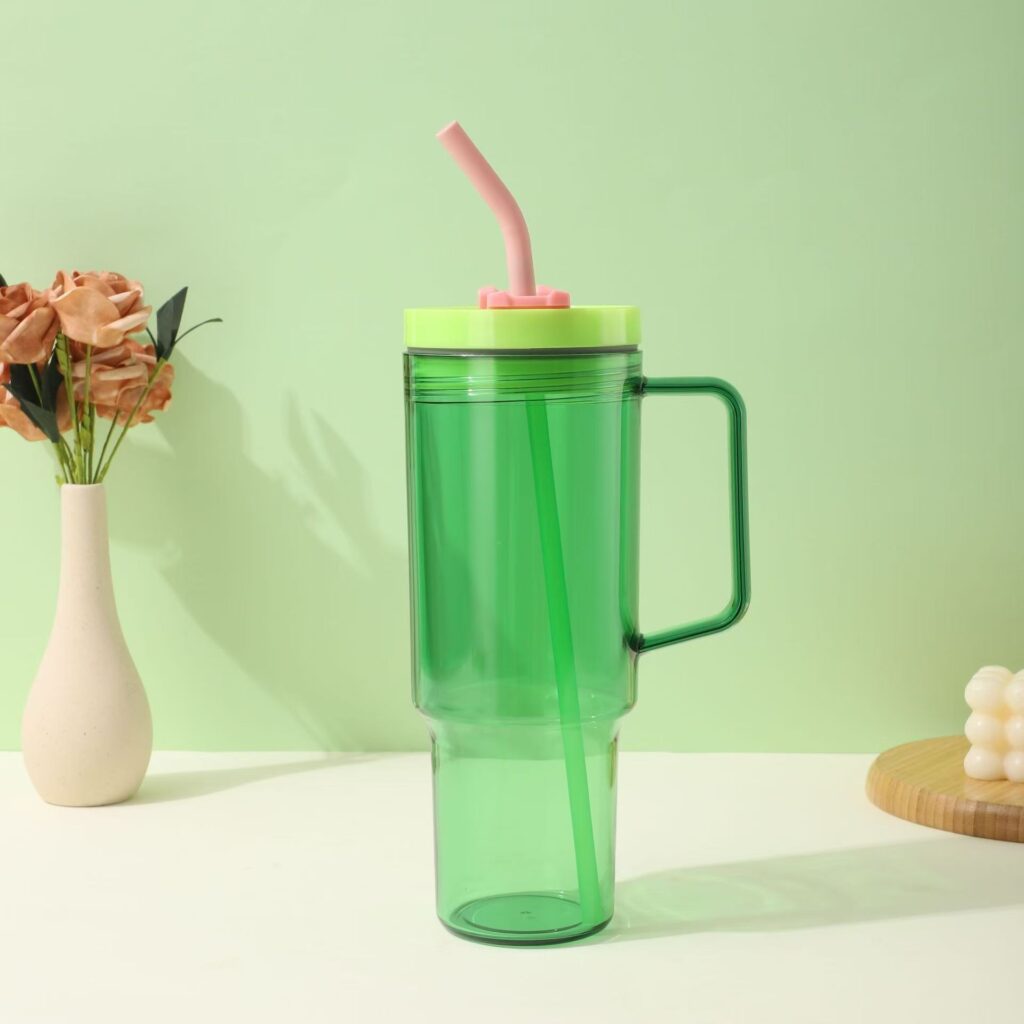 20pcs 40oz Acrylic Plastic Cups Travel Mug with Colored Lids & Handle
