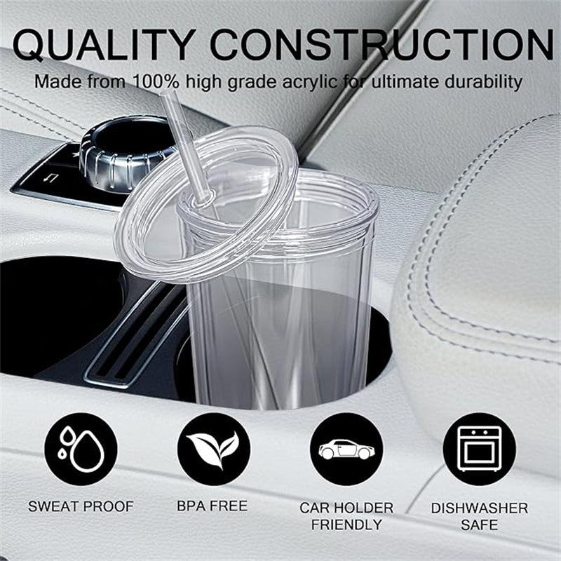 24oz Double Wall Acrylic Snow Globe Tumbler for DIY Customization (20PCS/Case)