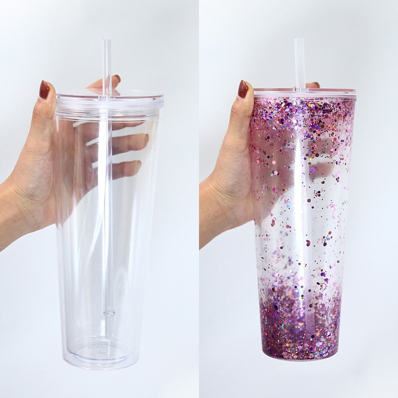 24oz Double Wall Acrylic Snow Globe Tumbler for DIY Customization (20PCS/Case)