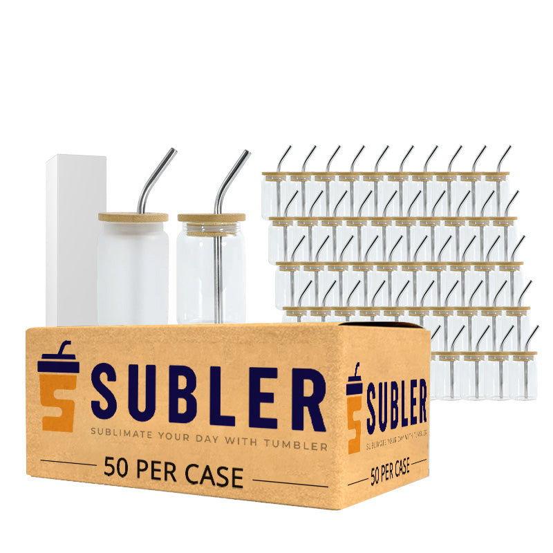 3.5oz Mini Glass Can for Sublimation with Bamboo Lid & Metal Straw (50PCS)