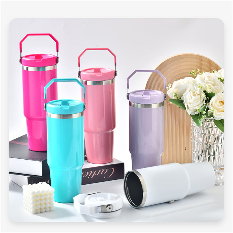 30oz Stainless Steel Sublimation Glossy/Matte Tumbler with Portable Handle (20PCS/Case)