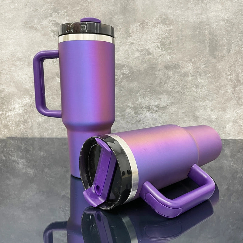 20 Pack USA Warehouse 40oz Power Coated Sliver Plated Dreamy Purple Color Tumblers for Laser Engraving