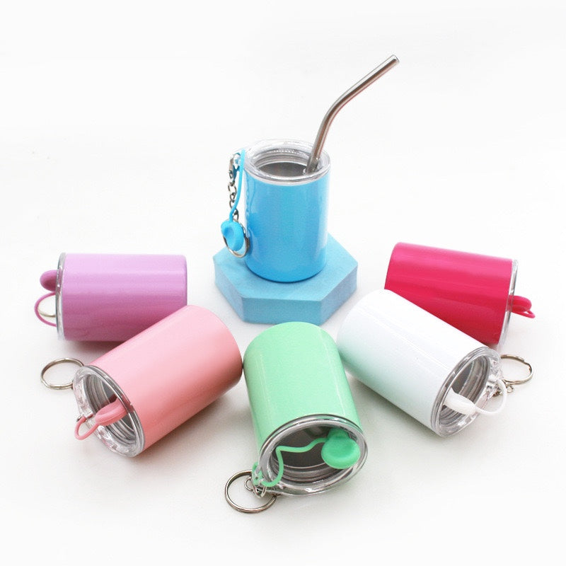 3oz Mini Stainless Steel Shot Tumbler with Keychain and Rubber Plug (50PCS/Case)