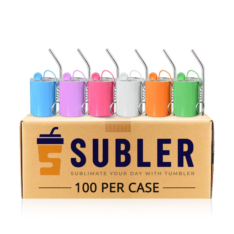 3oz Mini Stainless Steel Shot Tumbler with Keychain and Rubber Plug (100PCS Case)