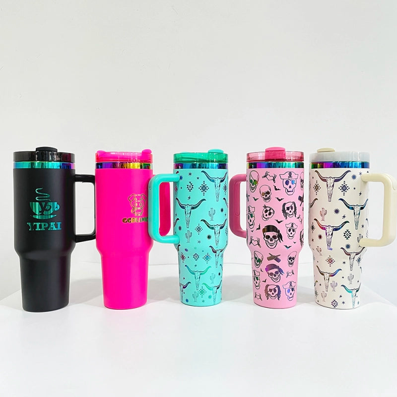 40oz Powder Coat Mixed Color Rainbow Plated Tumblers for Laser Engraving