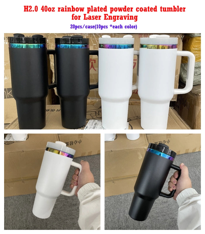 40oz Powder Coat Mixed Color Rainbow Plated Tumblers for Laser Engraving
