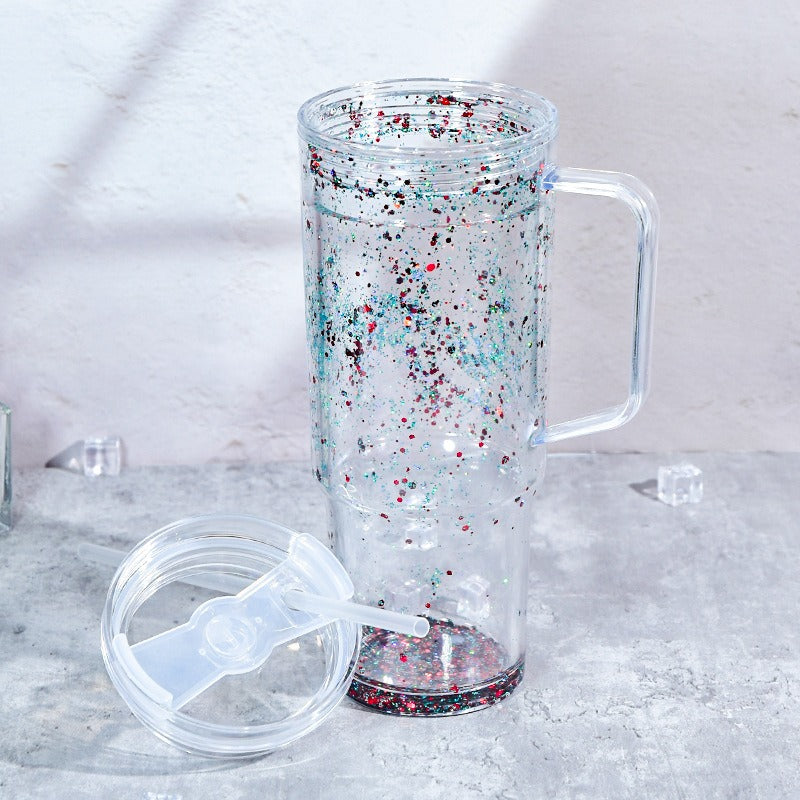 40oz Pre-Drilled Snow Globe Tumbler with Handle | Subler DIY Cups
