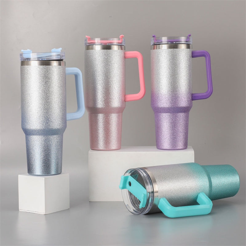 40oz Shiny Gradient Shimmer Glitter Tumbler with Handle (16PCS/Case)
