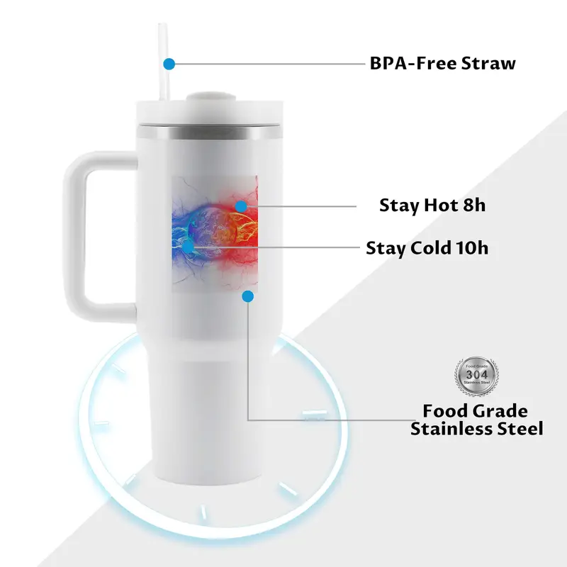 40oz Stainless Steel Stanley Dupe Tumbler 2.0 with Handle for Sublimation (16PCS/Case)