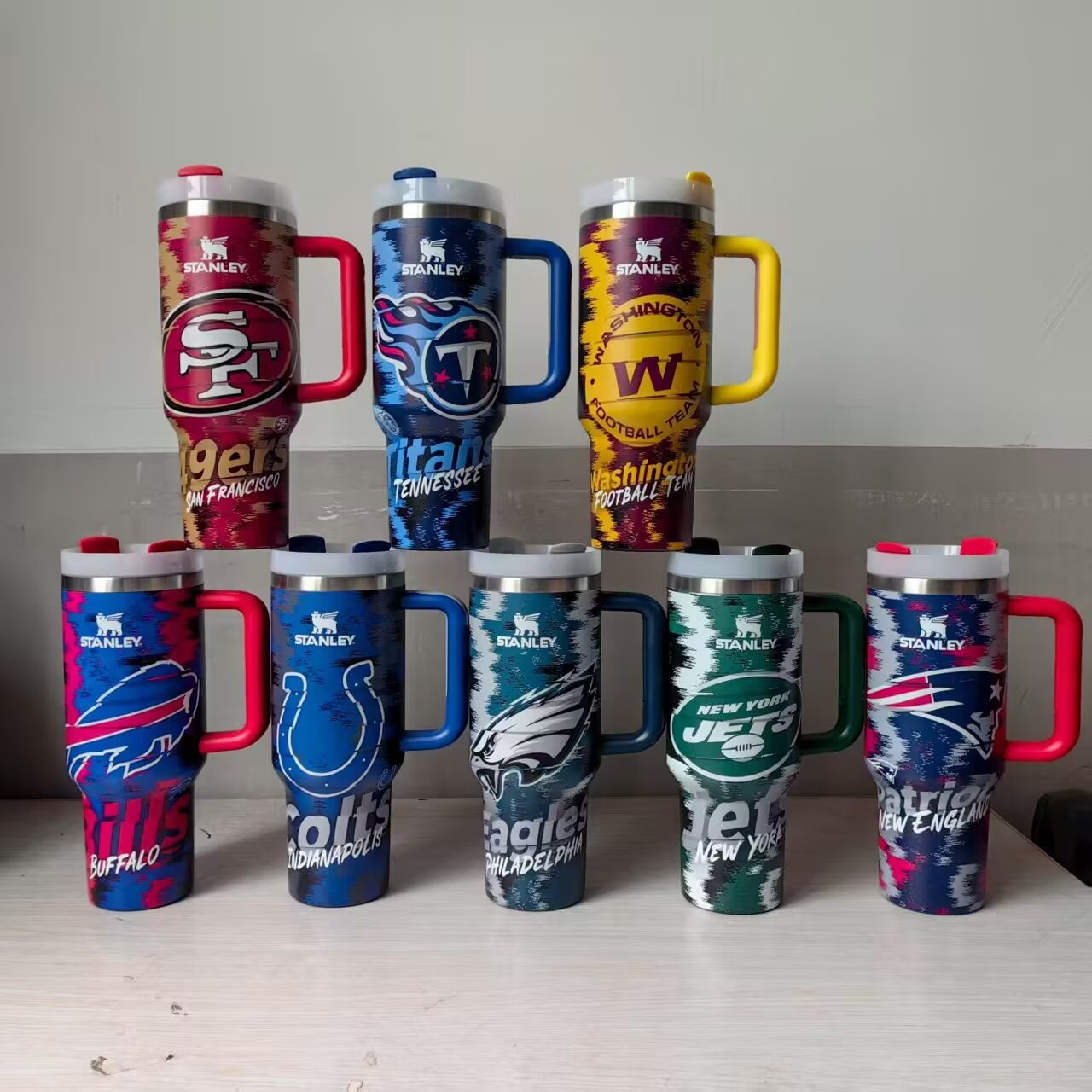 40oz Stanley Stainless Steel Tumbler NFL Football Personalized for Super Bowl 2026