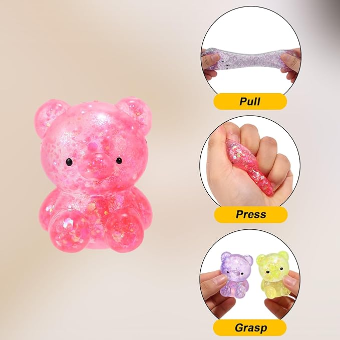 Bulk Glitter Bear Squishy Stress Balls (100pcs/set) – Wholesale Sensory Fidget Toys
