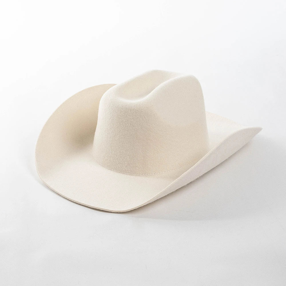 Premium Pure Wool Western Cowboy Hat - Classic Wide Brim Fedora | Wholesale MOQ 20PCS