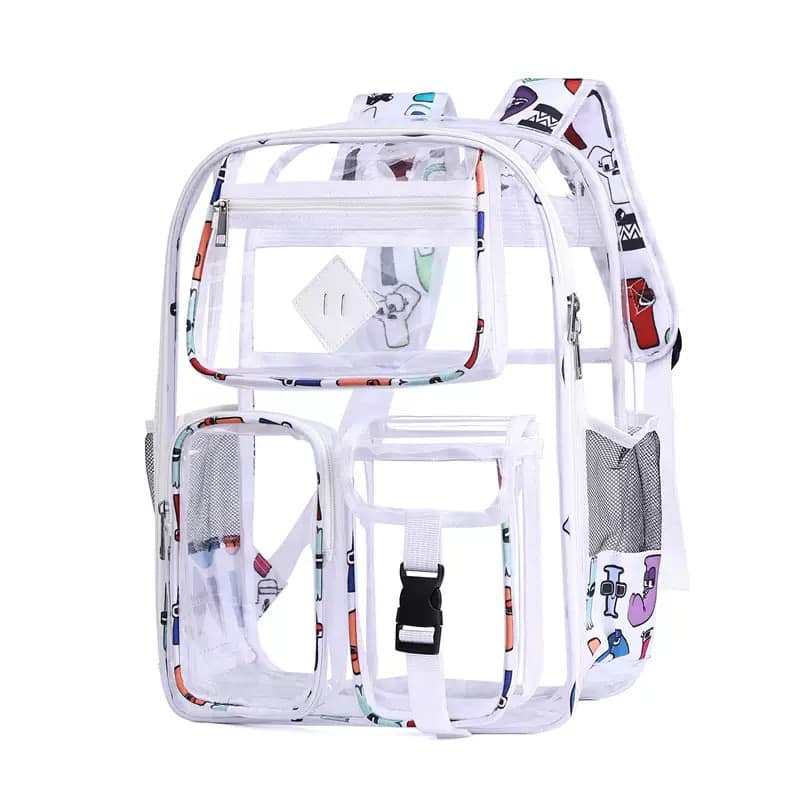 Hot Selling Colored transparent schoolbag Large Capacity Students Backpacks 20pcs customize clolor