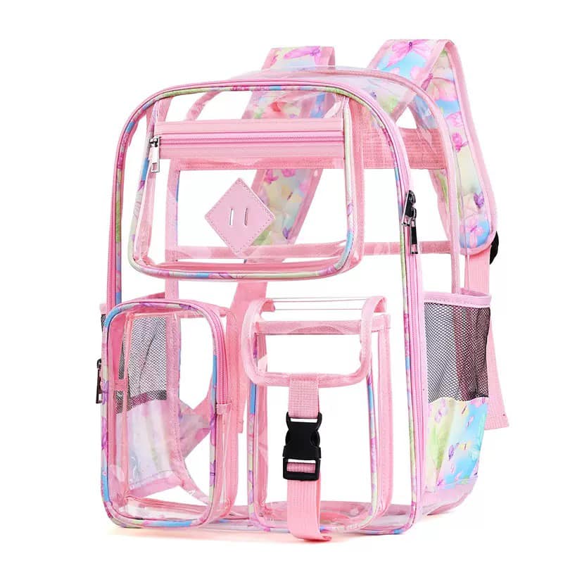 Hot Selling Colored transparent schoolbag Large Capacity Students Backpacks 20pcs customize clolor