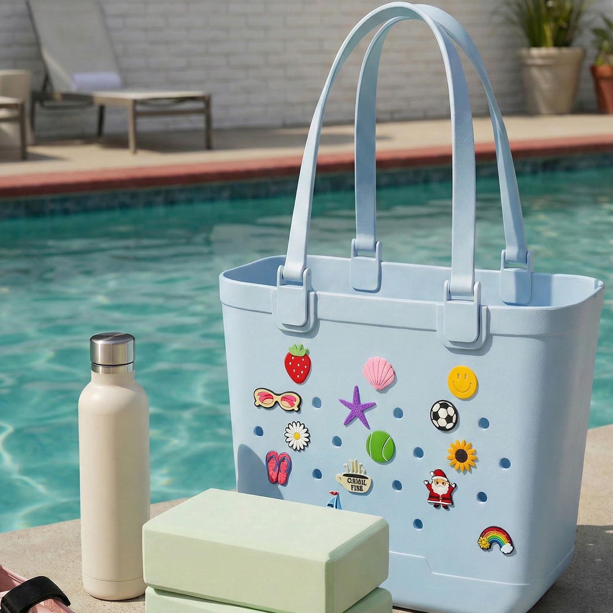 Large Capacity Waterproof EVA Beach Tote Bag – Removable Straps, Durable & Customizable (10PCS))