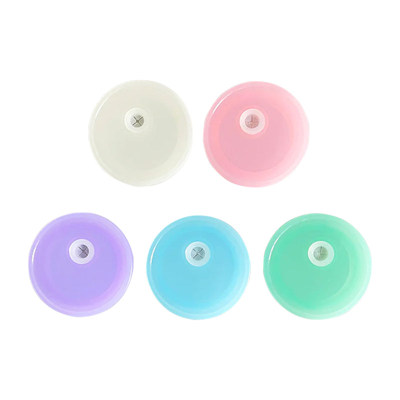 16oz Glass Can with Mixed Colored Plastic Replacement Lids 50pcs