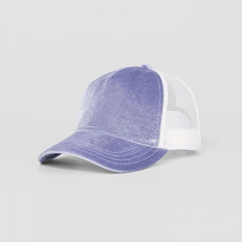 Premium Blank Velvet 5 Panel Trucker Hat - Luxury Mesh Back Cap | Wholesale Mixed Orders