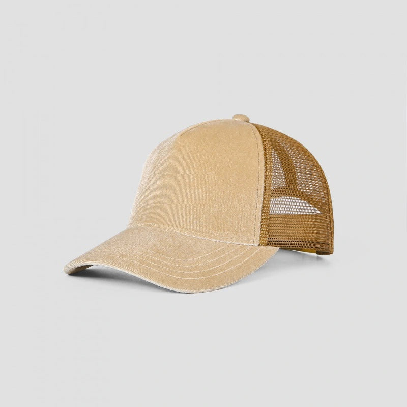 Premium Blank Velvet 5 Panel Trucker Hat - Luxury Mesh Back Cap | Wholesale Mixed Orders