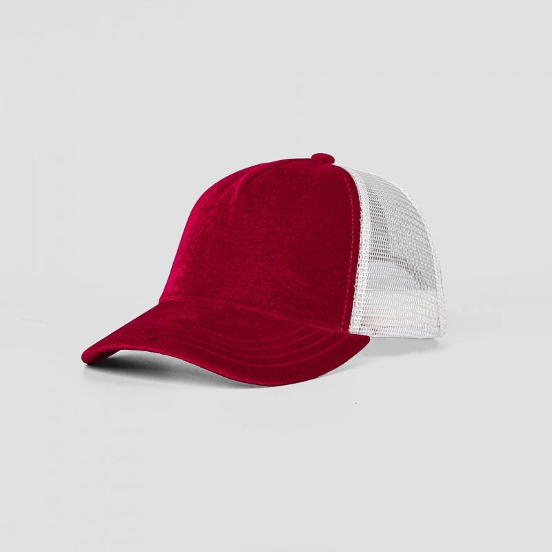 Premium Blank Velvet 5 Panel Trucker Hat - Luxury Mesh Back Cap | Wholesale Mixed Orders