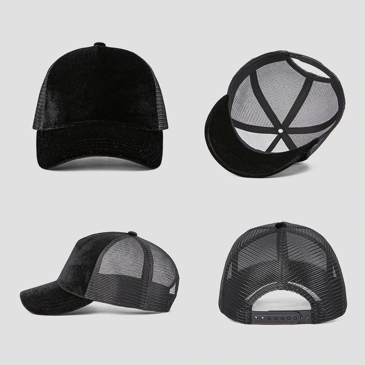 Premium Blank Velvet 5 Panel Trucker Hat - Luxury Mesh Back Cap | Wholesale Mixed Orders