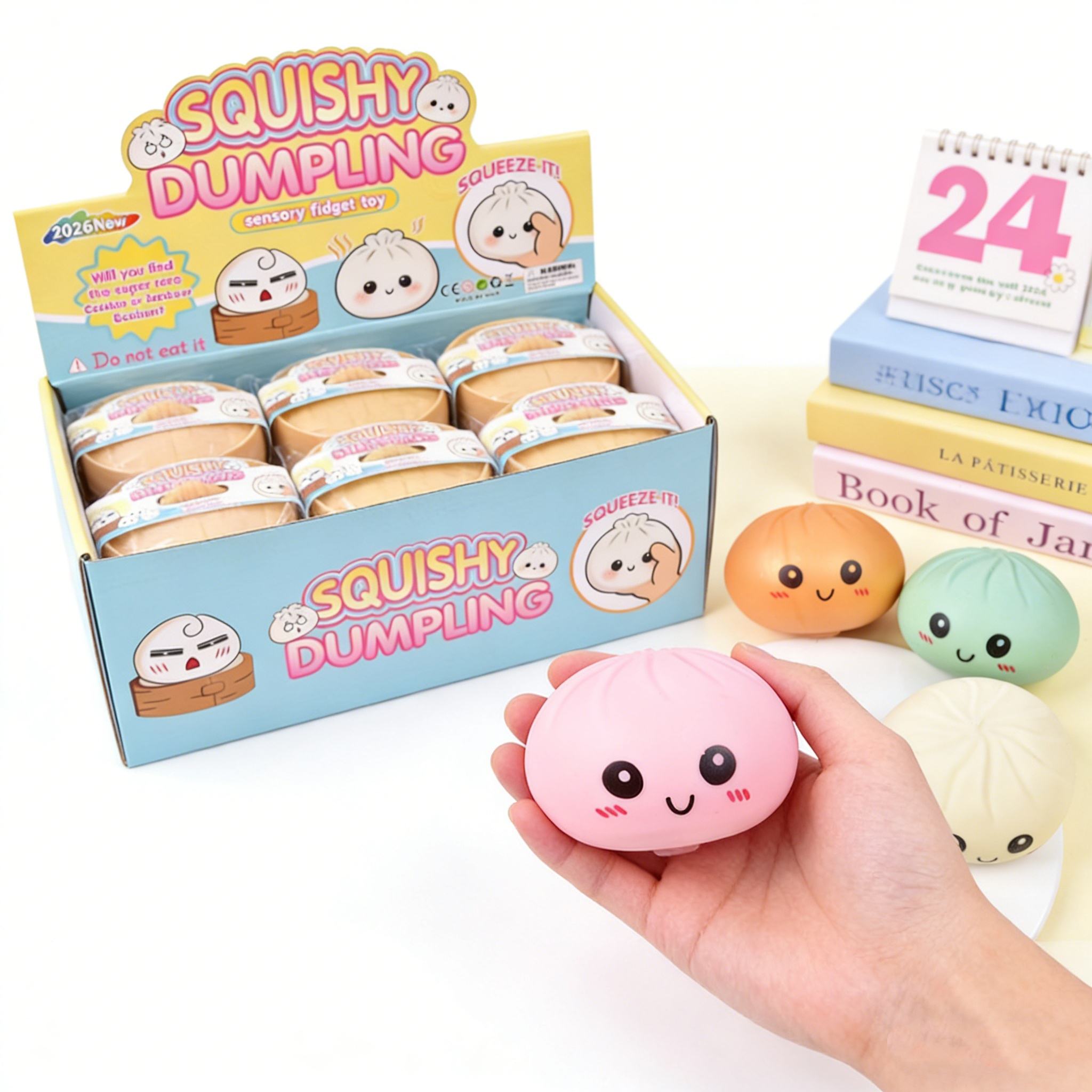 SUBLER Squishy Toys Blind Box Soft Sensory Squeeze Dumpling Toys Rare Golden Rainbow Bobun Stress Relief Toys 12pcs