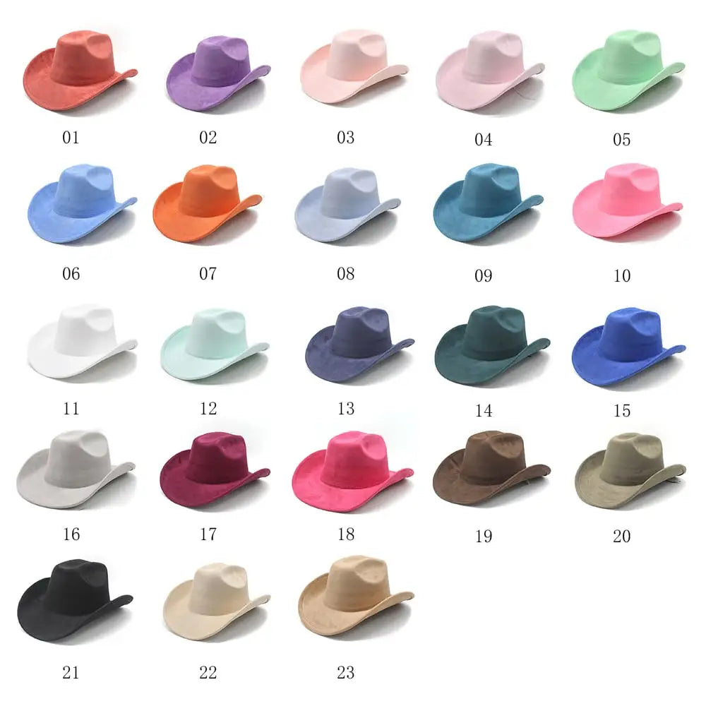 Solid Suede Panama Style Cowboy Hat - Blank & Customizable - Mixed Orders Support