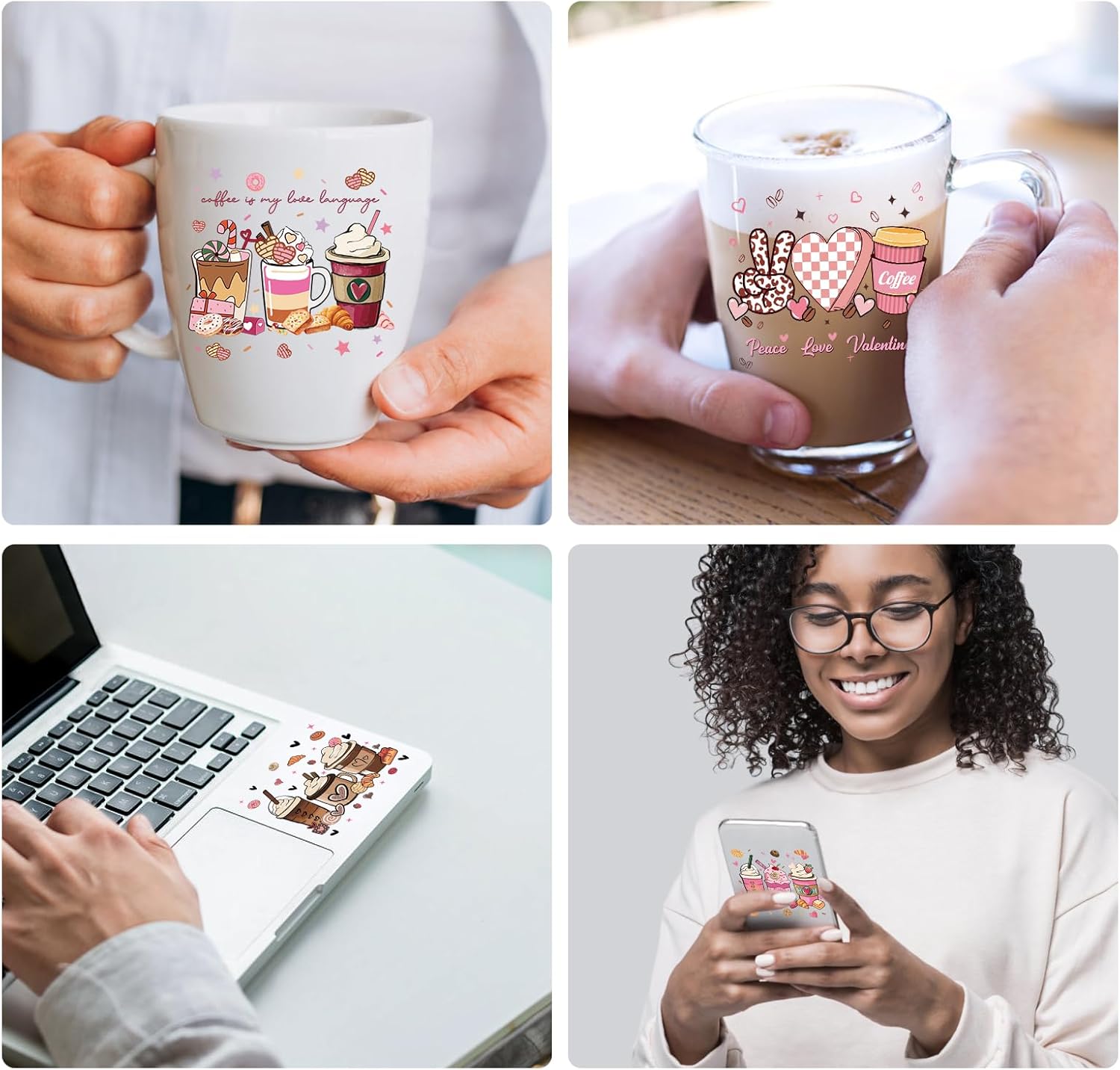 UV DTF Cup Wraps for 16oz Glass Cups Durable Waterproof Decals (50PCS Bulk)