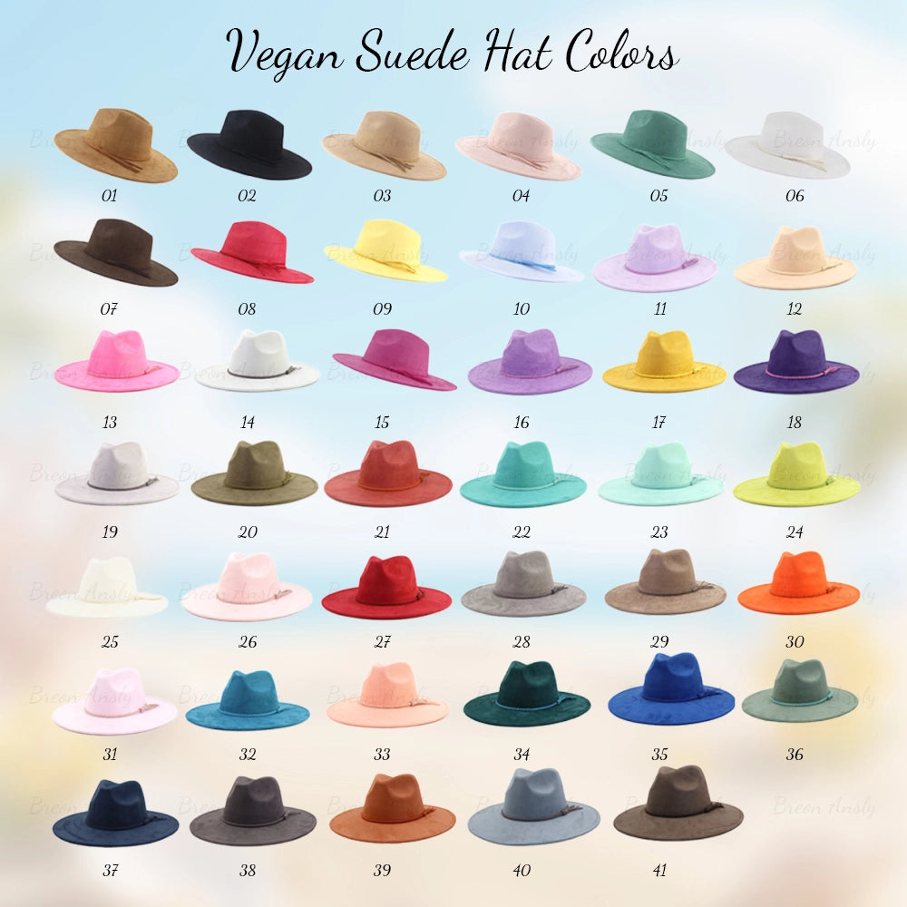 Wide Brim Vegan Suede Blank Hat - Customizable Boho Rancher Fedora - USA MOQ 25PCS