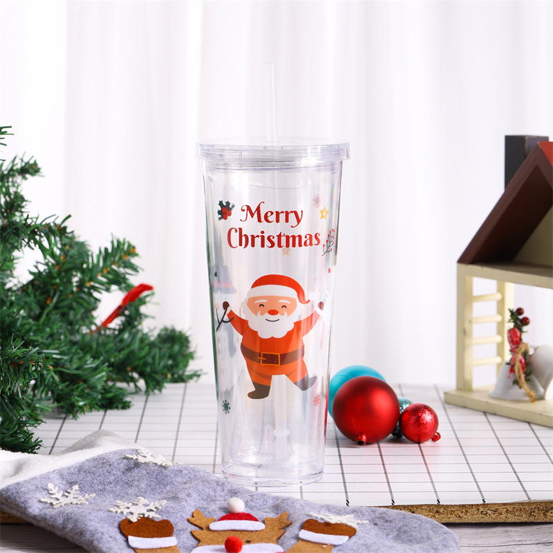 40pcs Christmas 24oz Snow Globe Tumbler with Lid & Straw Wholesale Bulk