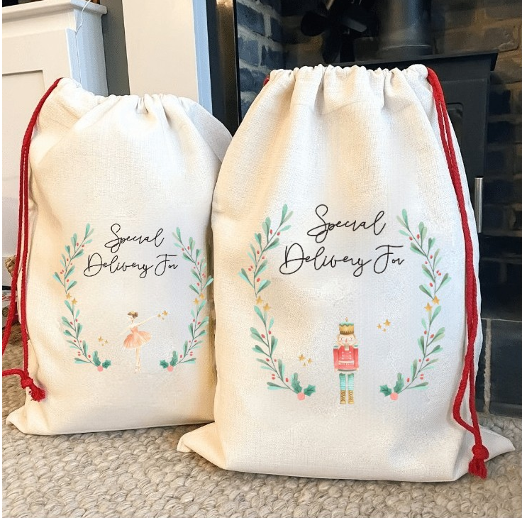 Sublimation Blank Santa Sacks - Drawstring Christmas Gift Bags for Heat Transfer | Subler