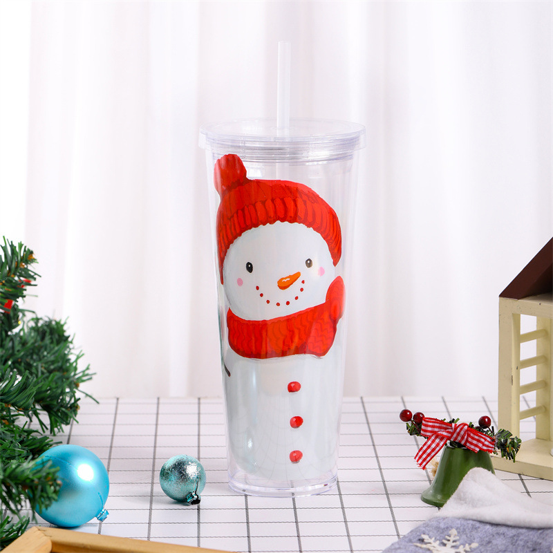 40pcs Christmas 24oz Snow Globe Tumbler with Lid & Straw Wholesale Bulk