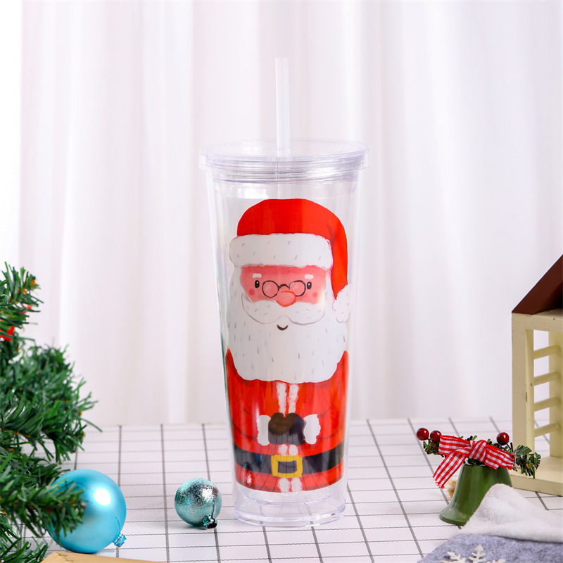 40pcs Christmas 24oz Snow Globe Tumbler with Lid & Straw Wholesale Bulk