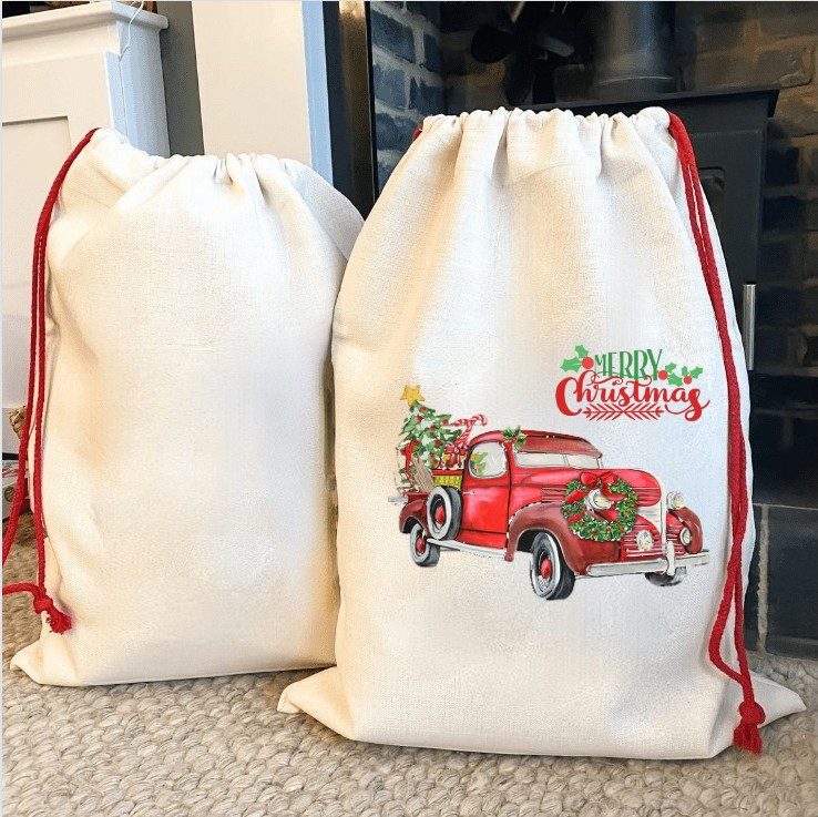 Sublimation Blank Santa Sacks - Drawstring Christmas Gift Bags for Heat Transfer | Subler