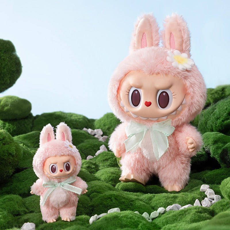 Labubu Mokoko Close to Sweet Vinyl Plush Doll Pendant Keychain Anime Collection Pink Toy Home Decorations