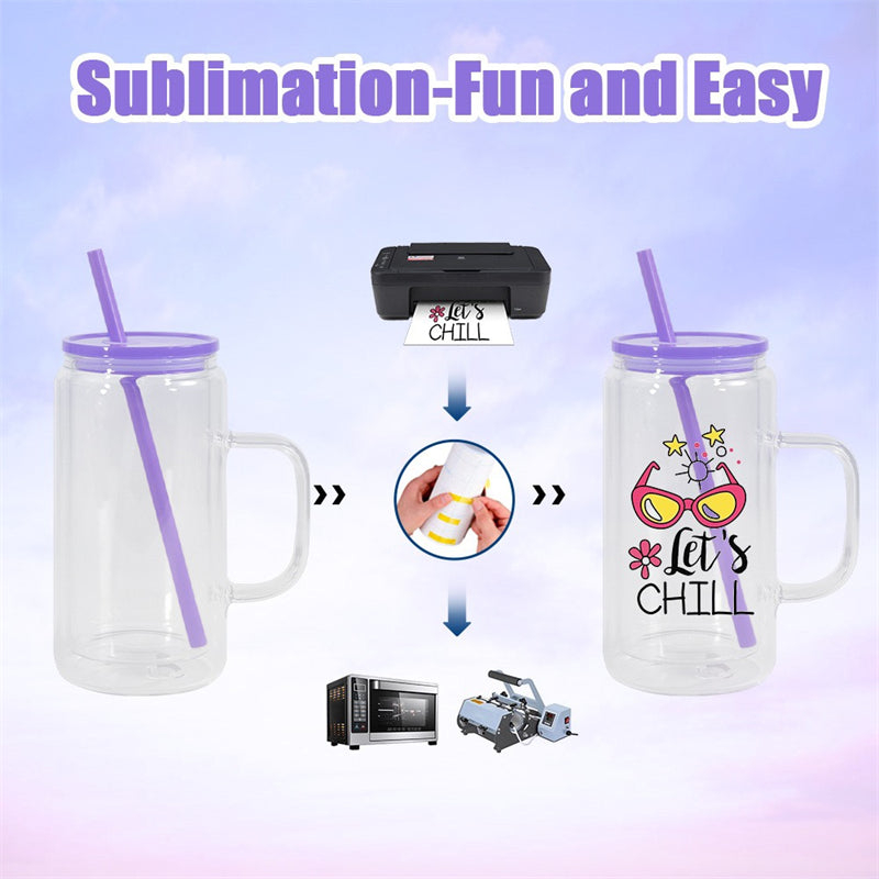 121520oz Sublimation Snow Globe Glass Cups with Handle – 25pcs Bulk