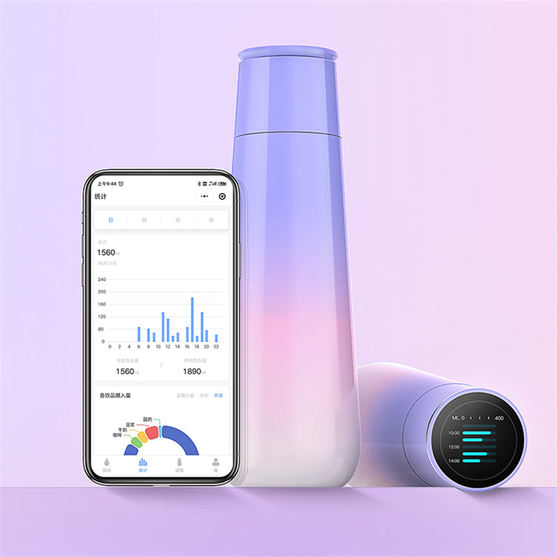 12oz SGUAI M2 Smart Water Bottle Touchscreen Color Display Pomodoro Technique