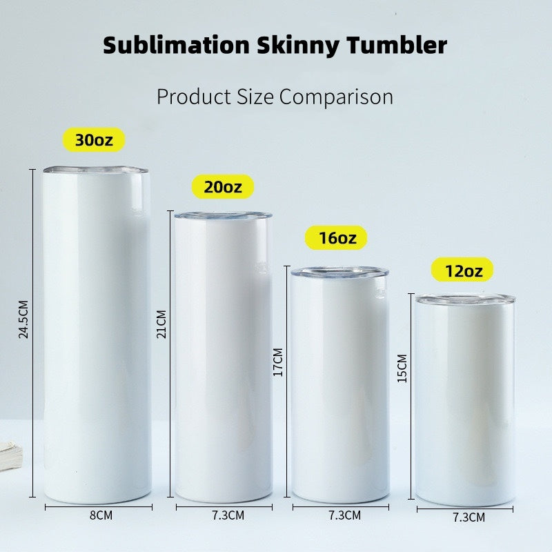 12oz Straight Sublimation Stainless Steel Skinny Tumbler – 25PCS Pack