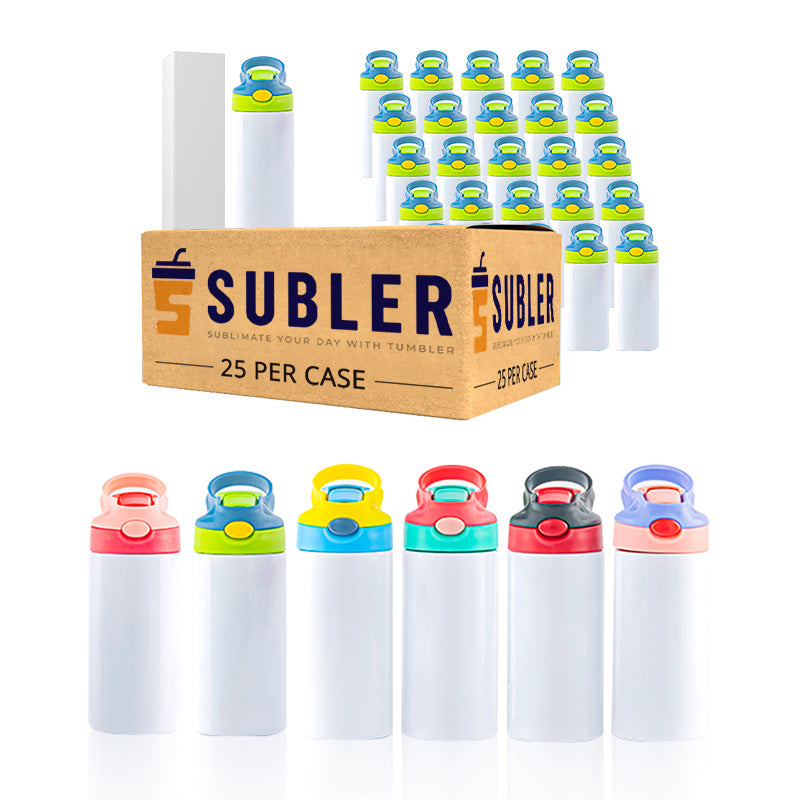 12oz Sublimation Blank Kids Sippy Cup Stainless Steel 6 Colors Bulk Pack (25/30PCS)