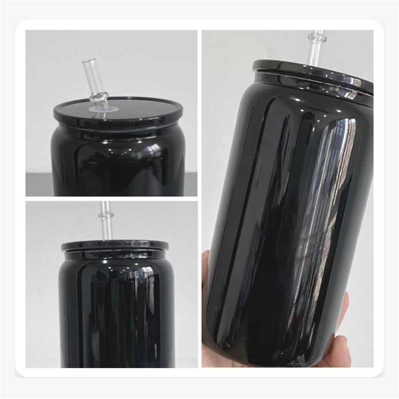 16oz Dark-Colored Sublimation Glass Can with Lid for Wholesale (25PCS)